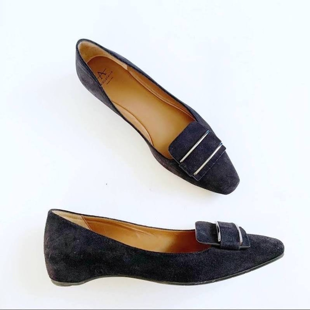 New Aquatalia Black Suede Pointed Flats (Size: 8)